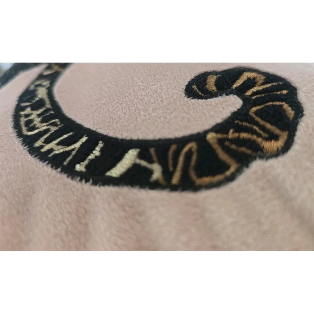 Bebe Blush Pink Velvet Leopard Lumbar Pillow Embroidered Cheetah Boho‎ Chic